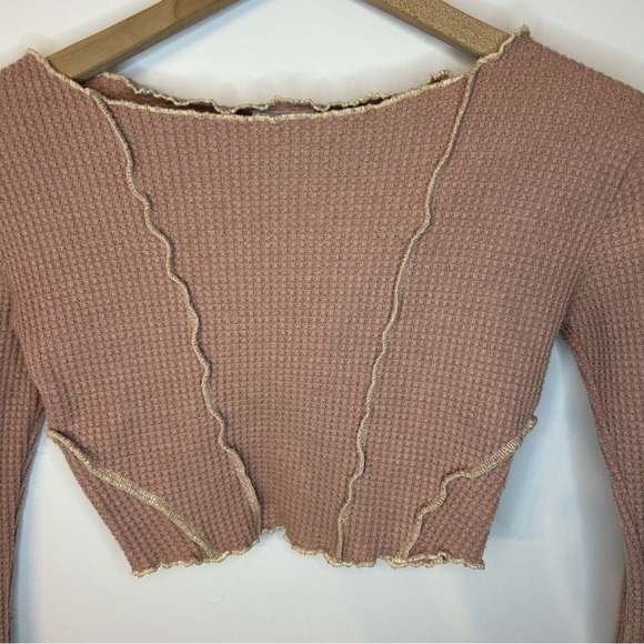 Urban Outfitters Out From Under Bella Thermal Seamed Long Sleeve Top in Pink, XS - Picture 6 of 10